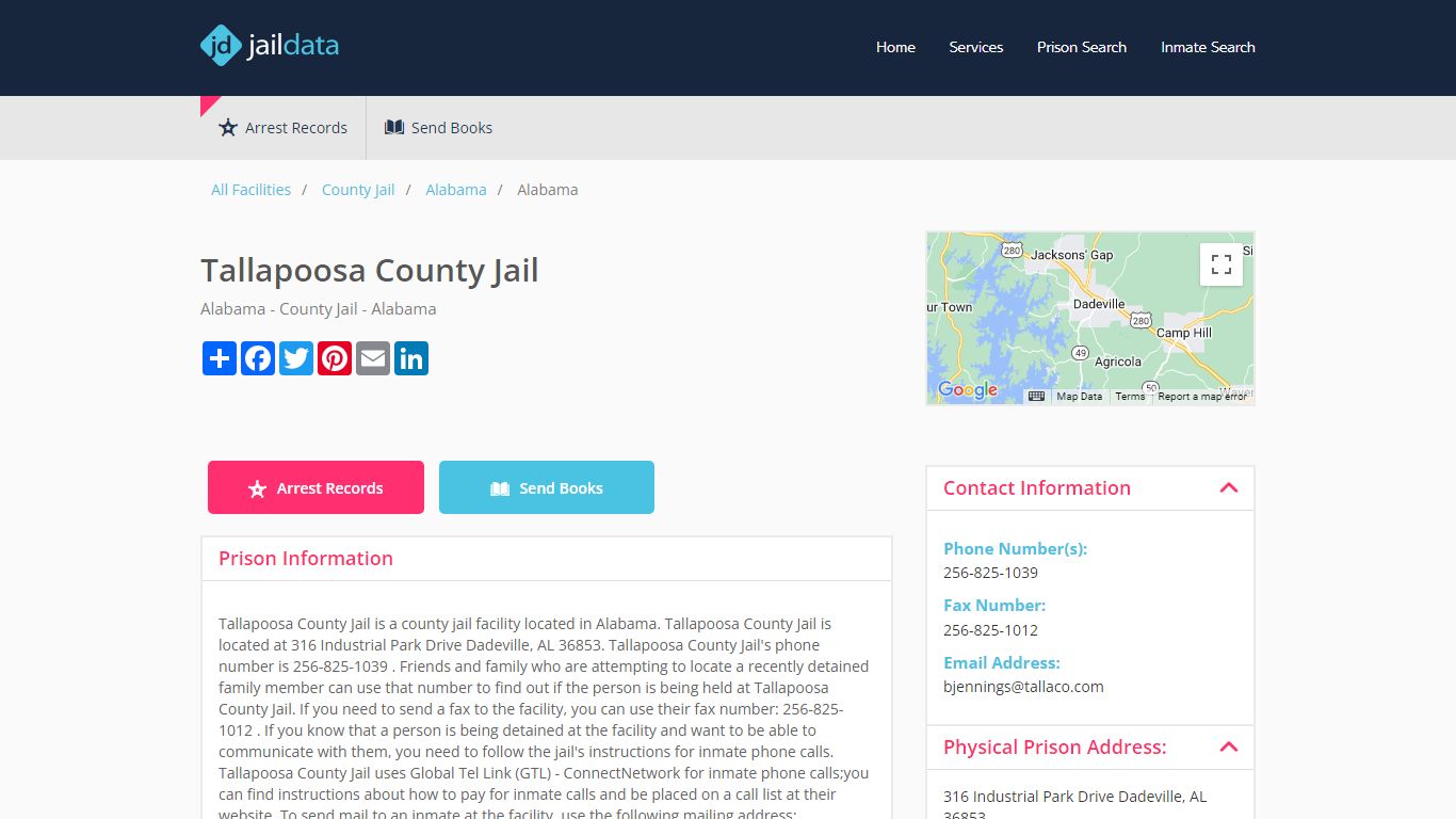 Tallapoosa County Jail Inmate Search and Prisoner Info - Dadeville, AL